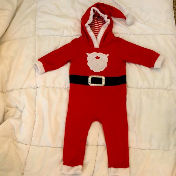 Cat & Jack Other - Santa one-piece outfit with hood and Pom Pom